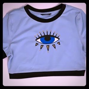 Crop stretchy ringer T-shirt